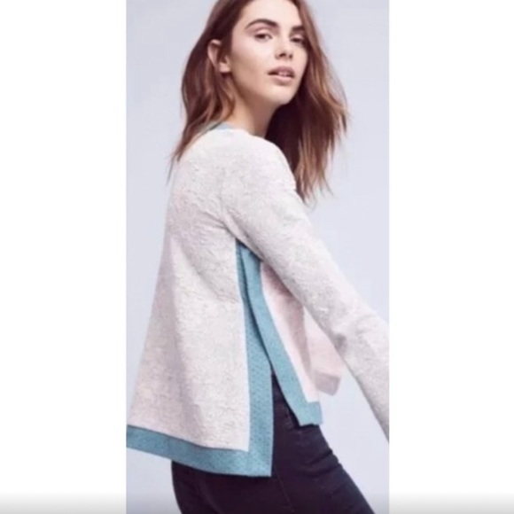 Anthropologie Postmark Patchwork Metallic Fiber Sweater sz S - Picture 3 of 8